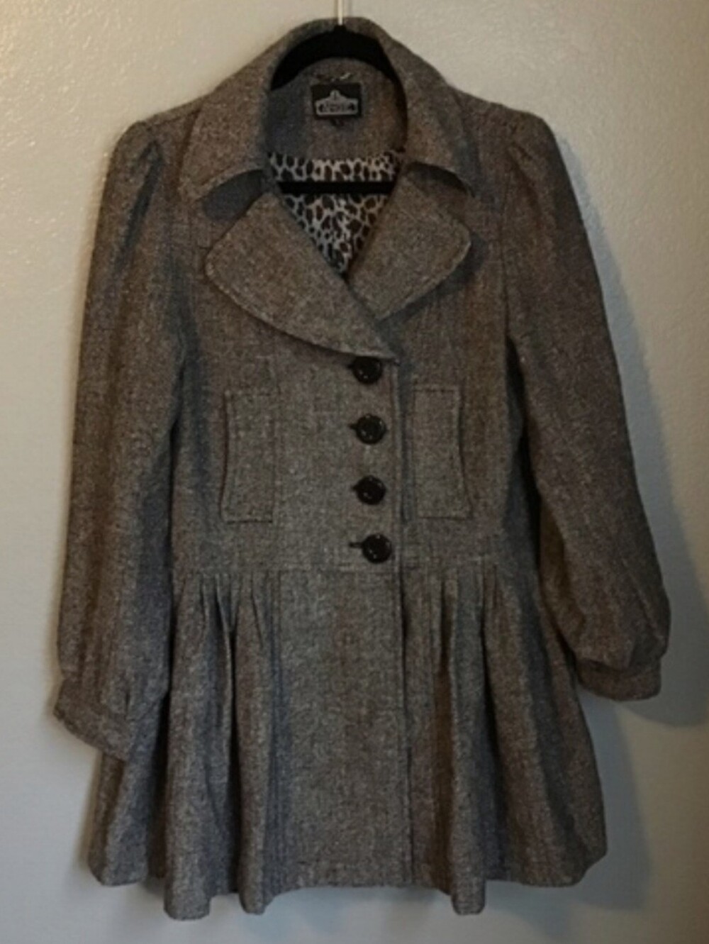 ANGIE Cute Retro Style Black & White Coat / Jacket Sz L